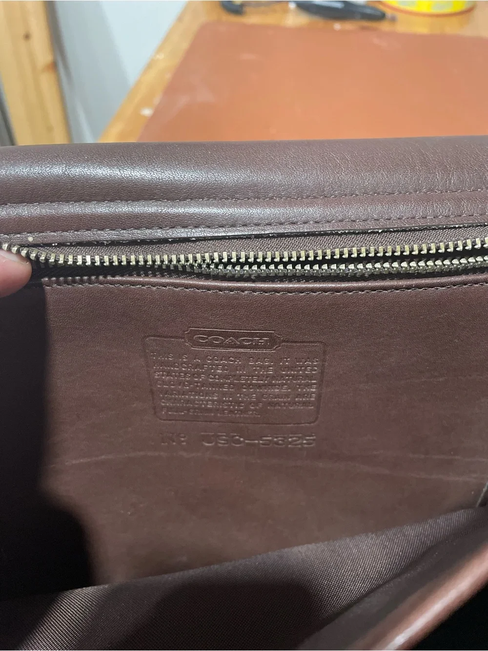 Coach Men's Dark Brown Leather Briefcase with Embossed Logo